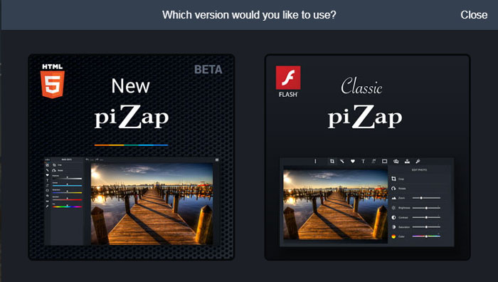 выбор классической или новой версии Пизап