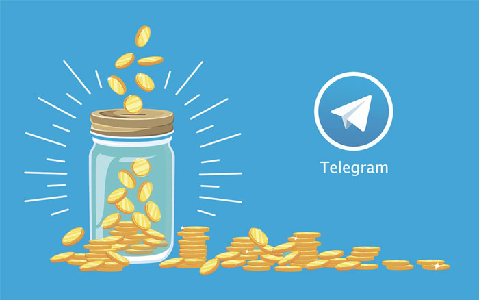 банка с монетами и ярлык Телеграм