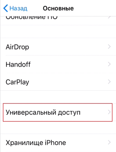 Универсальный доступ iOS 12
